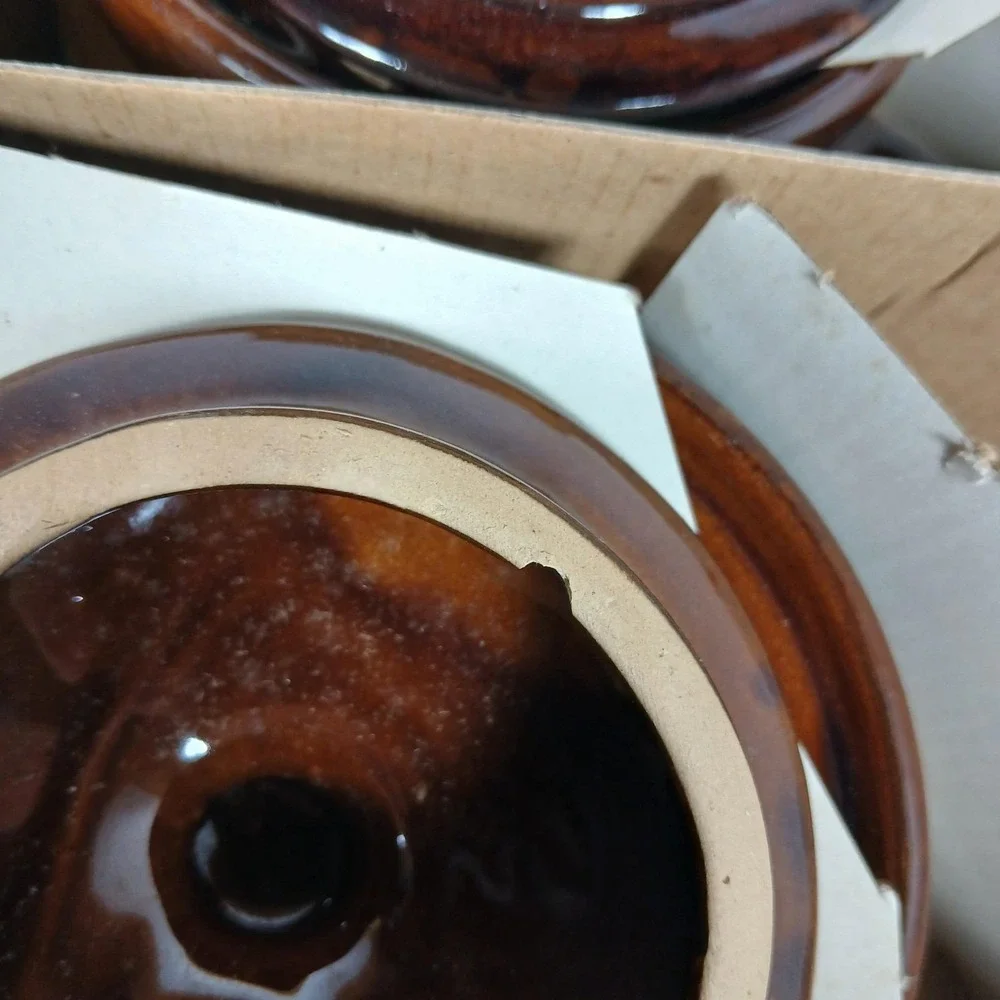 Vtg  Brittany Stoneware French Onion Soup Crocks/Bowls w/Lids & Handle Set of 4